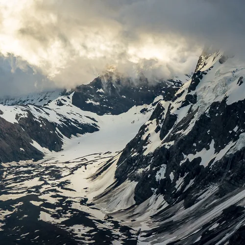 View up the Mueller Glacier